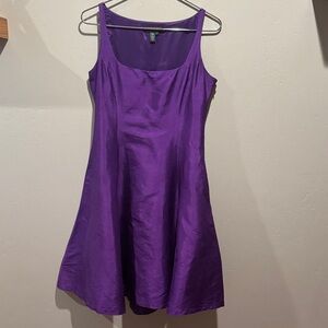 Lauren Ralph Lauren Royal Purple Silk Flowy Pleated Flowy Evening Slip Dress